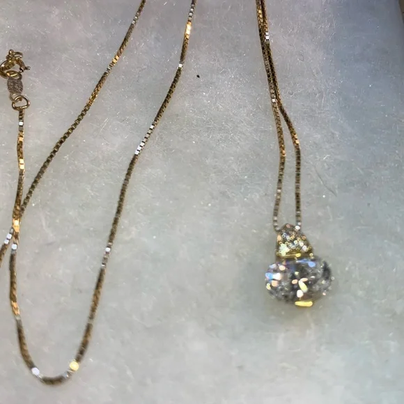 14kt Gold Necklace with CZ pendant. Both marked 14kt chain perfect shape! - Picture 10 of 11